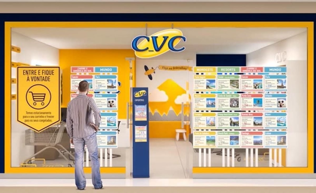 imagem colorida fachada de loja CVC - Metrópoles