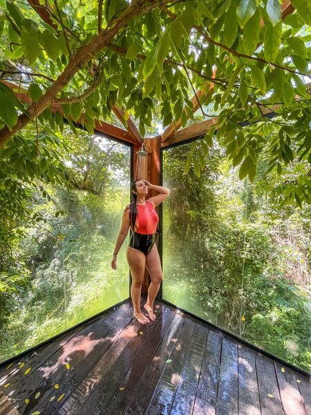 O banheiro da Cabana da Bolha é panorâmico