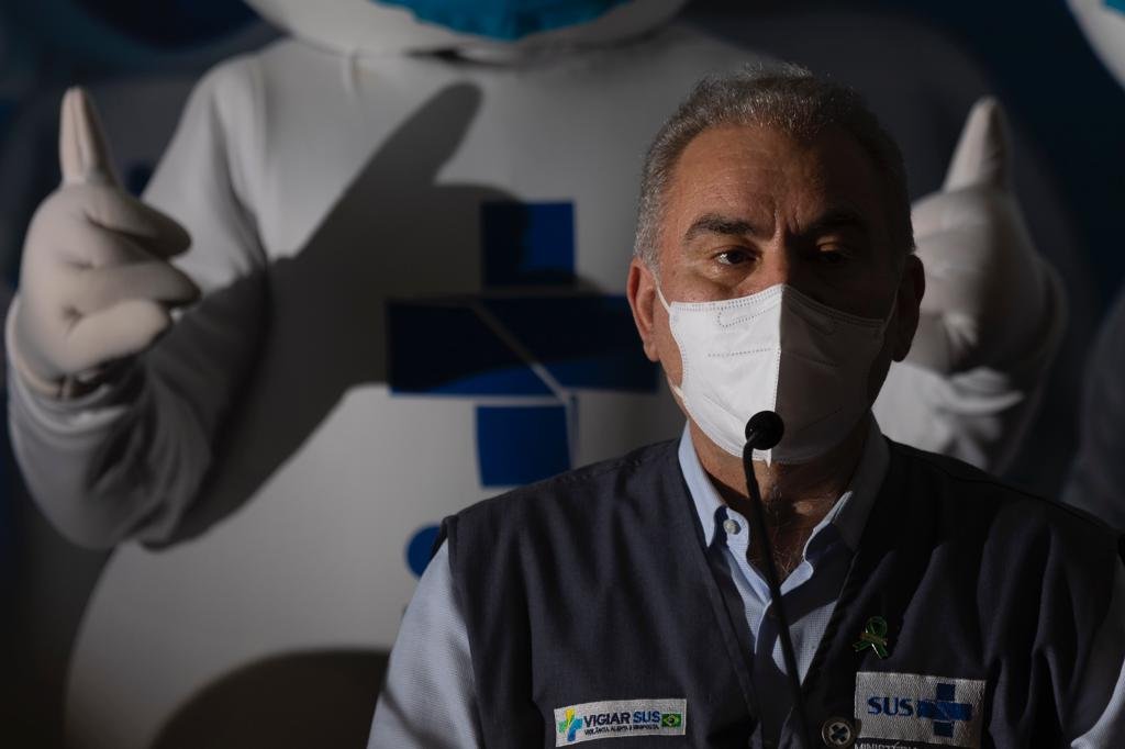 ministro da Saúde, Marcelo Queiroga, me coletiva de imprensa de apresentação do cronograma de vacinação da Covid-19 para 2022