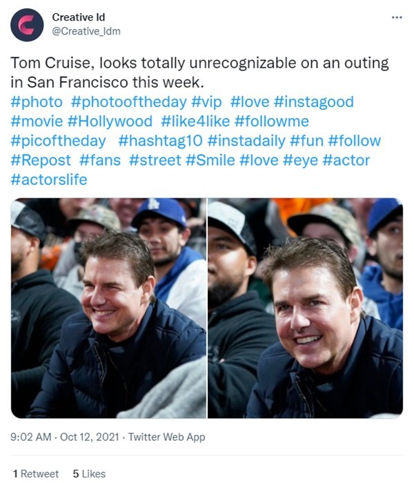 O ator de Hollywood Tom Cruise ainda tem o rosto inchado pelo que