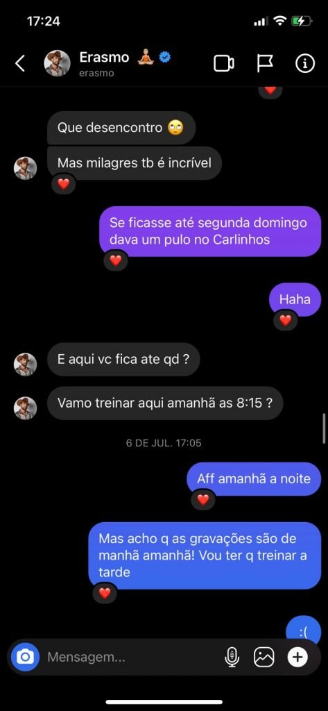 Equipe de Marina expõe que Erasmo dava em cima da peoa, não o contrário