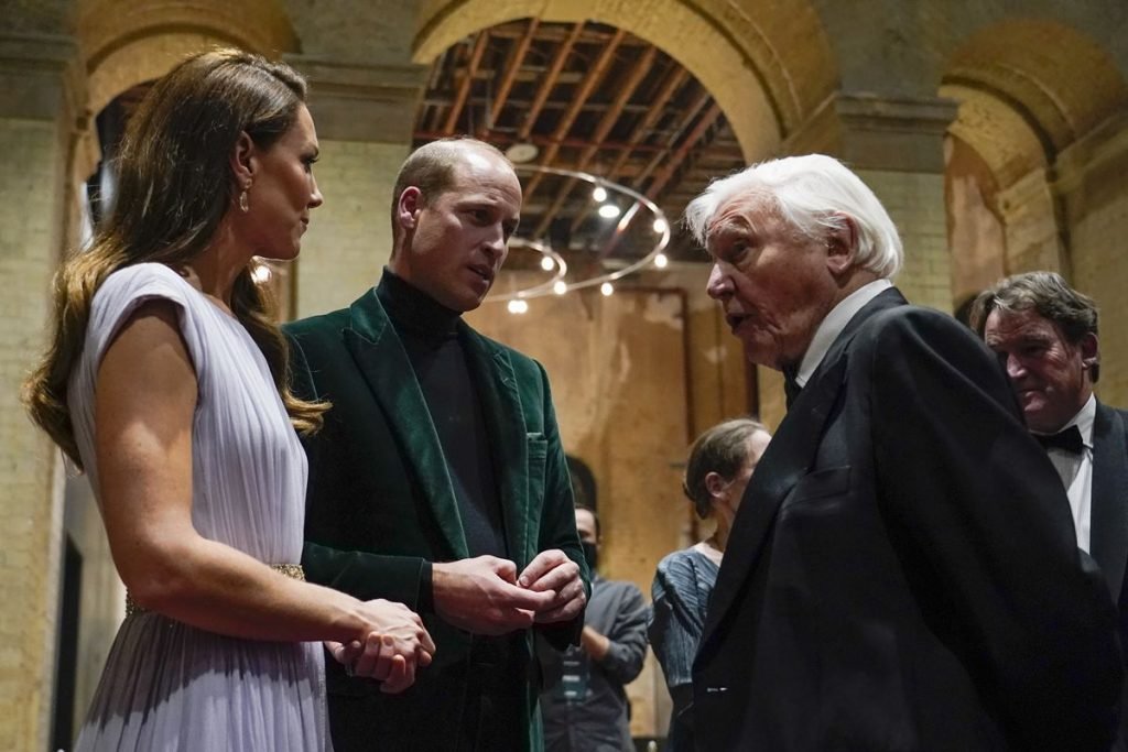 Kate Middleton, príncipe William e David Attenborough