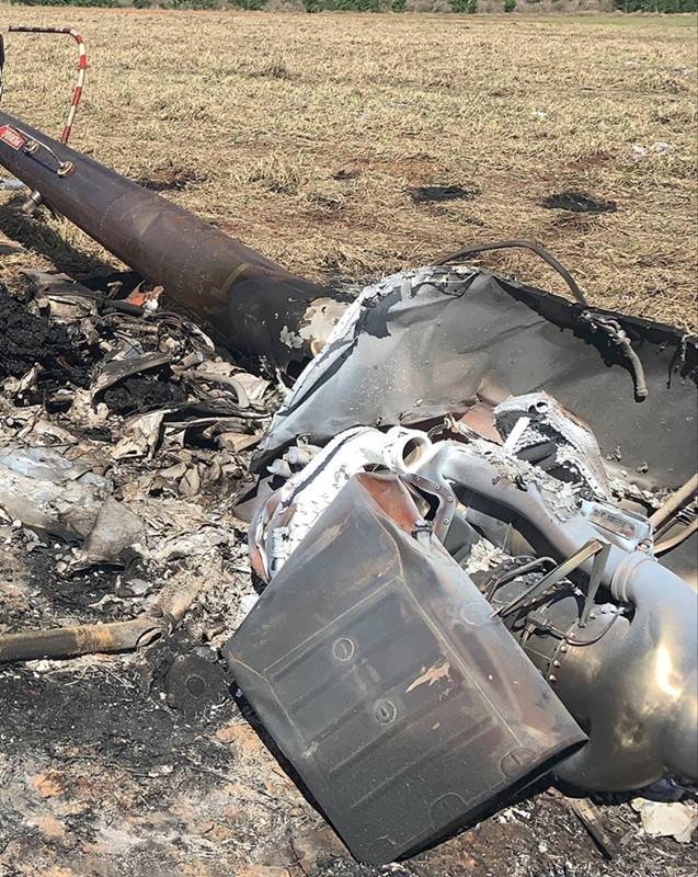 Helicóptero com cocaína cai na divisa do MS e duas pessoas morrem