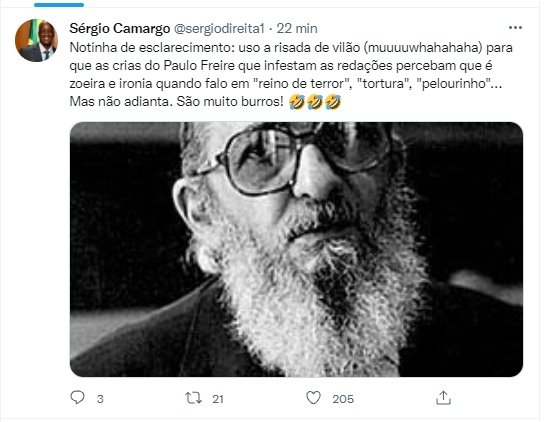 Sérgio Camargo post twitter