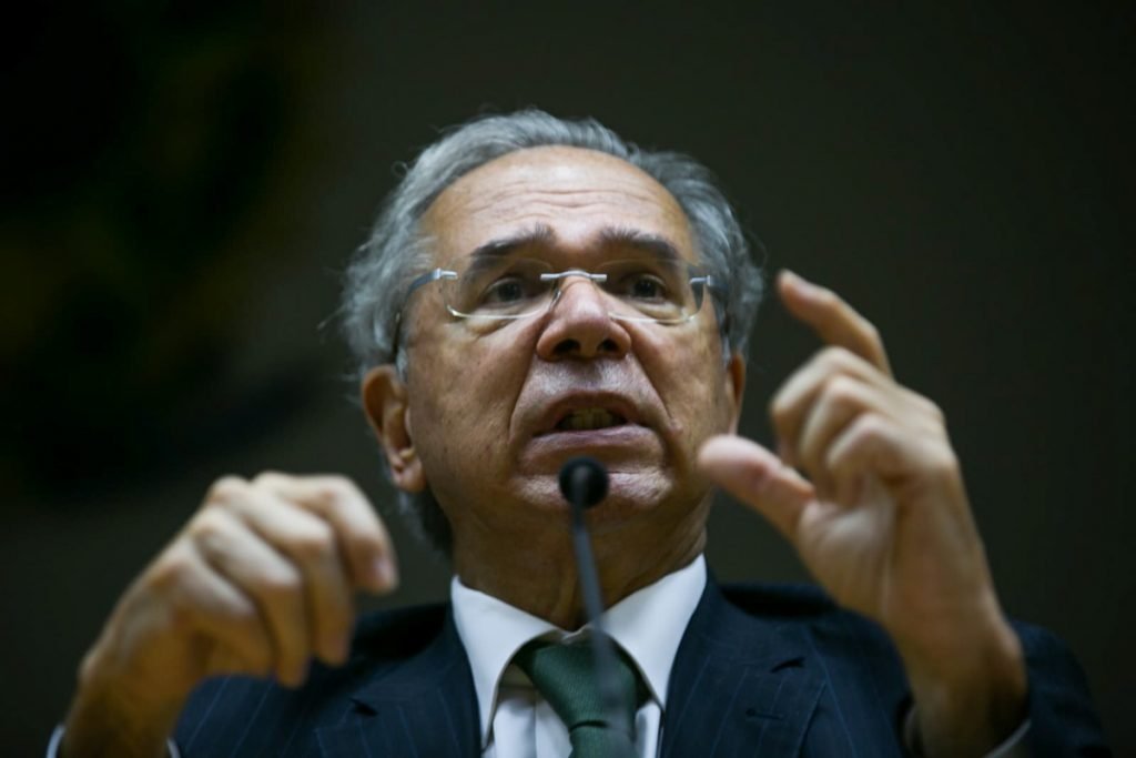 Presidente Jair bolsonaro e o ministro da economia Paulo Guedes durante coletiva teto de gastos crise economia