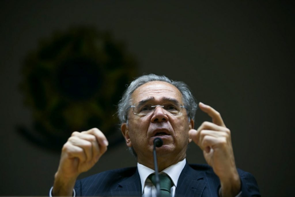 Presidente Jair bolsonaro e o ministro da economia Paulo Guedes durante coletiva teto de gastos crise economia