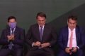 Mourão, Ciro Nogueira e Bolsonaro durante agenda presidente jair bolsonaro Evento de lançamento do Programa Nacional de Crescimento Verde no Palácio do Planalto
