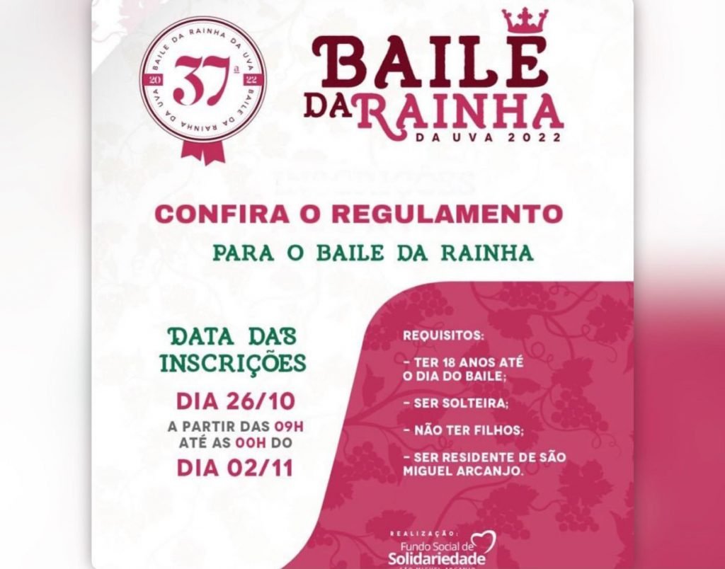 Para ser rainha da Festa da Uva da cidade São Miguel Arcanjo é preciso ser solteira, não ter filhos e não estar grávida, e ter idade entre 18 a 25 anos