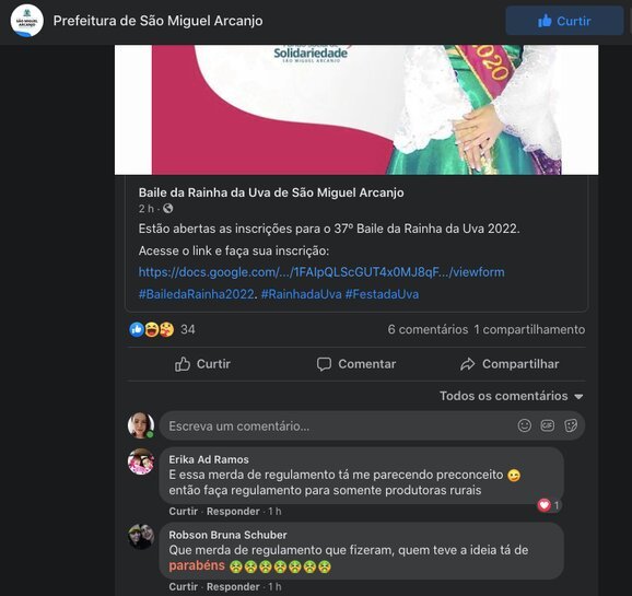 Após críticas sobre critérios do concurso para Rainha da Uva, prefeitura de São Miguel Arcanjo argumenta que regulamento existe há 37 anos