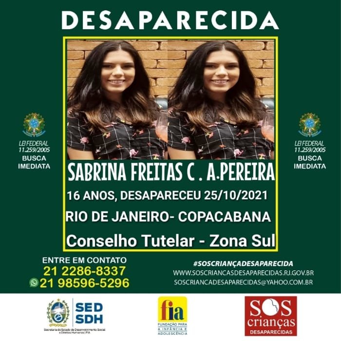 Cartaz pede que informações sobre a jovem sejam passadas ao Conselho Tutelar