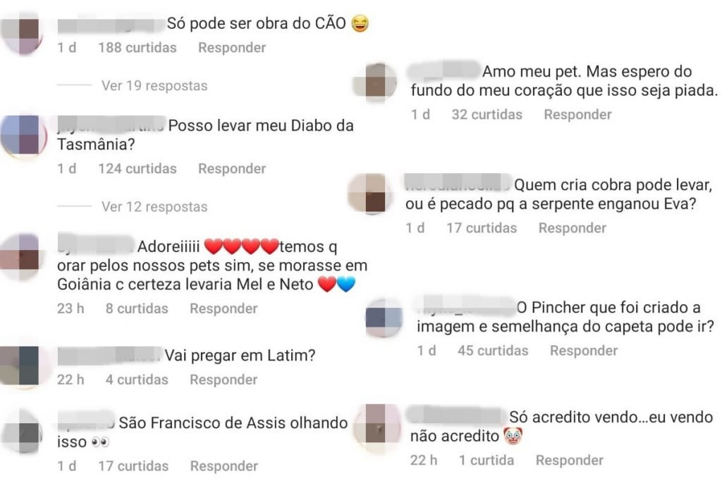 Comentários sobre culto para pets que será promovido por igreja evangélica de Goiânia (GO)