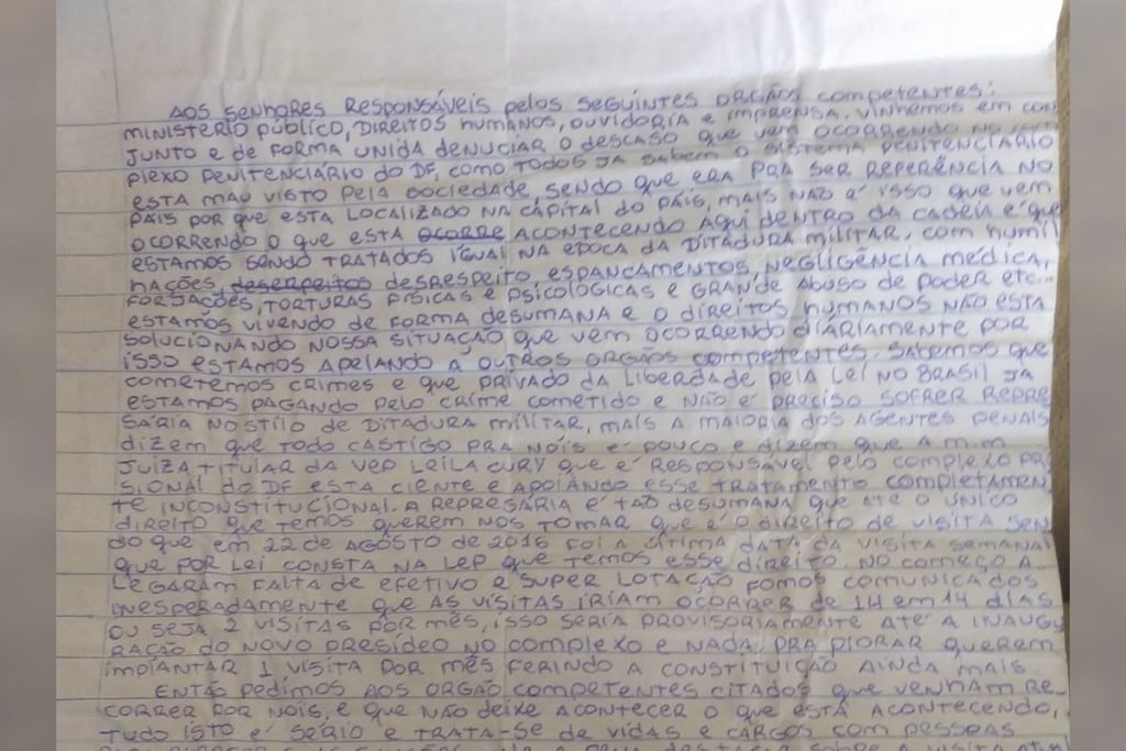Carta dos detentos da Papuda
