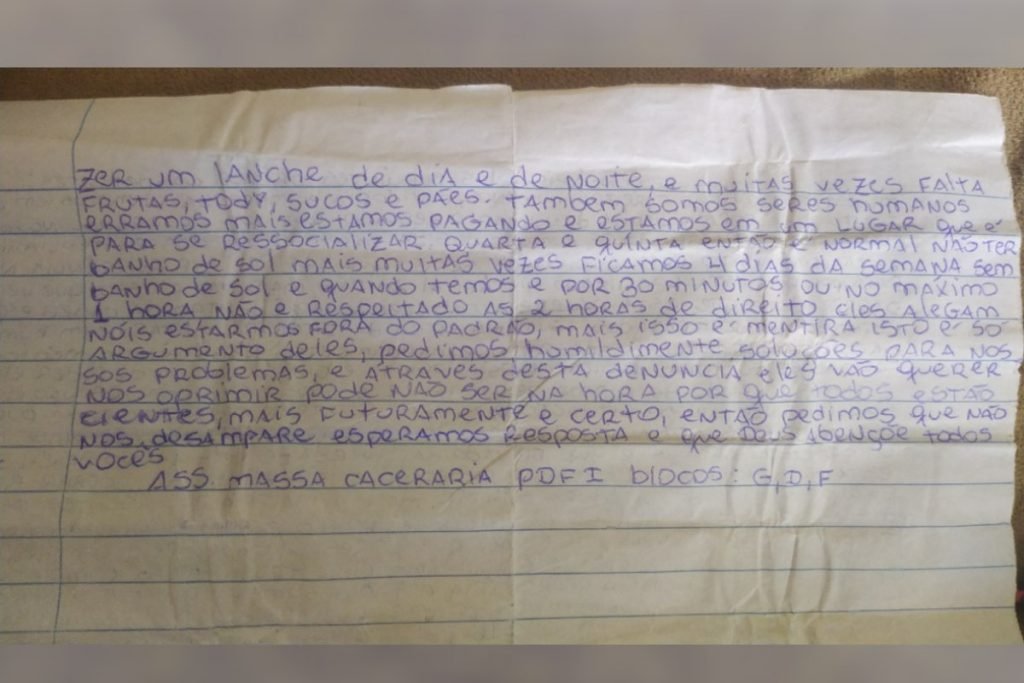 Carta dos detentos da Papuda
