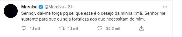 Maraisa lamenta morte de Marília Mendonça