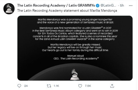 Grammy latino Marília Mendonça