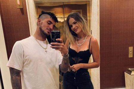 Imagem colorida de Yasmin Brunet e Gabriel Medina