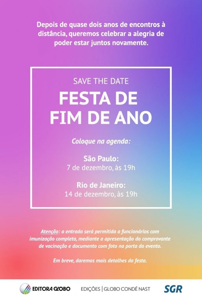Convite para festa de fim de ano do Grupo Globo