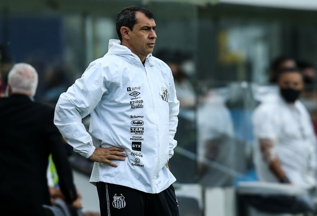 Fábio Carille, técnico do Santos, em partida contra o São Paulo, pelo Campeonato Brasileiro