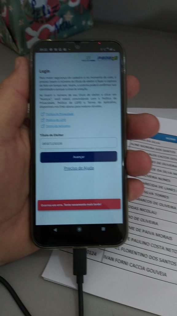Imagens mostram falha no aplicativo do PSDB