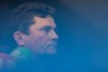 O candidato à presidência Sergio Moro concede coletiva no Senado Federal para apoiar o posicionamento do Podemos a favor dos programas de transferência de renda