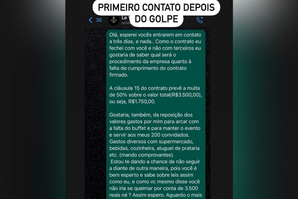 Influencer do DF denuncia empresa de buffet por calote de R$ 3,5 mil |  Metrópoles