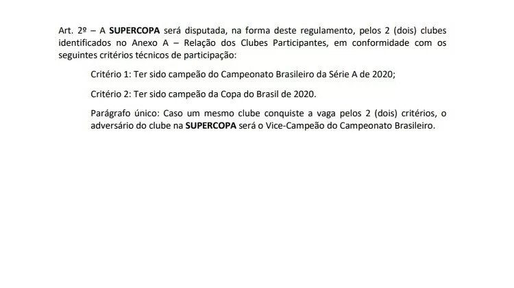 Regulamento da Supercopa do Brasil