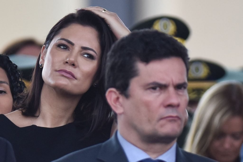 a primeira dama, Michelle Bolsonaro, e o ministro da Justiça, Sérgio Moro