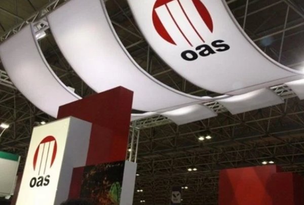 Imagem com logotipos da construtora AS por um centro de convenções - Merópoles