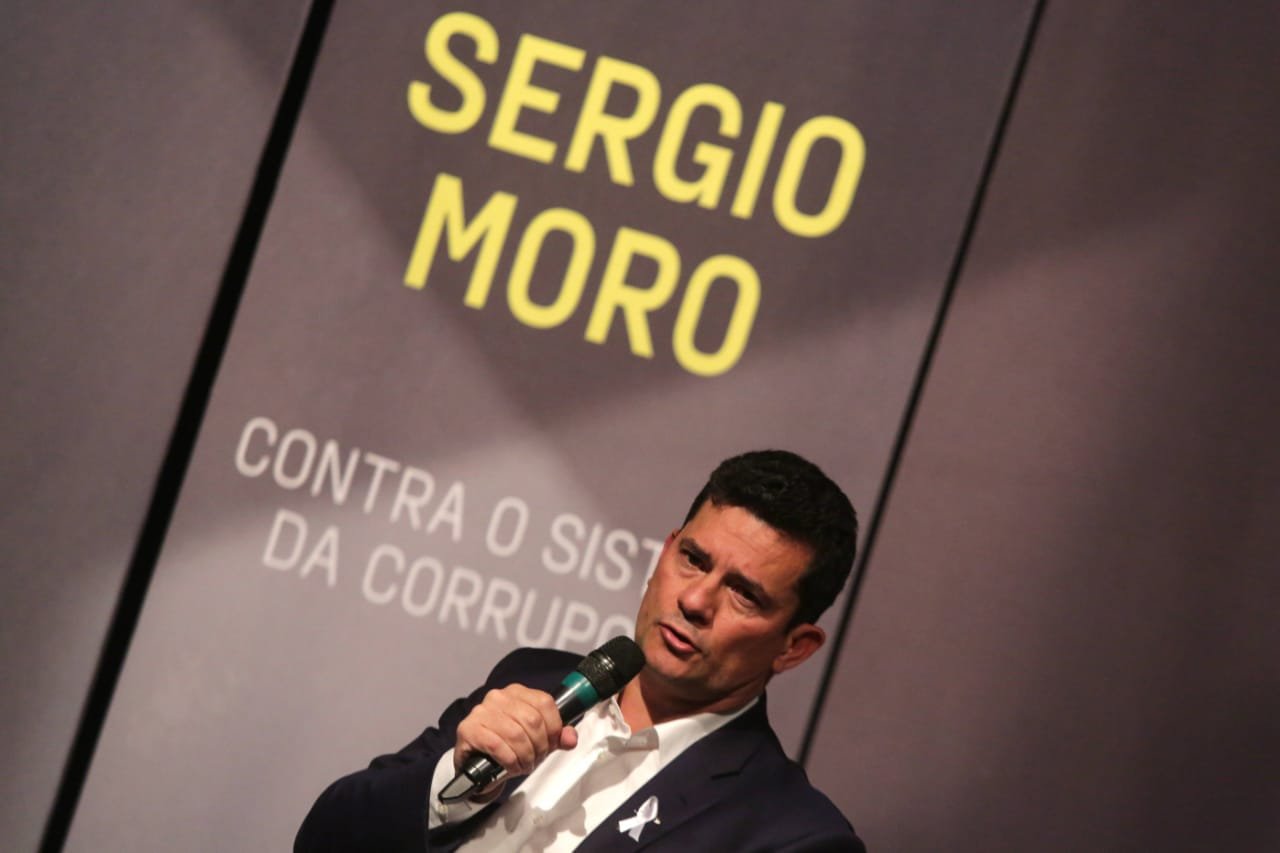 Sérgio Moro (Podemos), durante lançamento do livro Contra o Sistema da Corrupção, no Teatro Renaissance em São Paulo 1