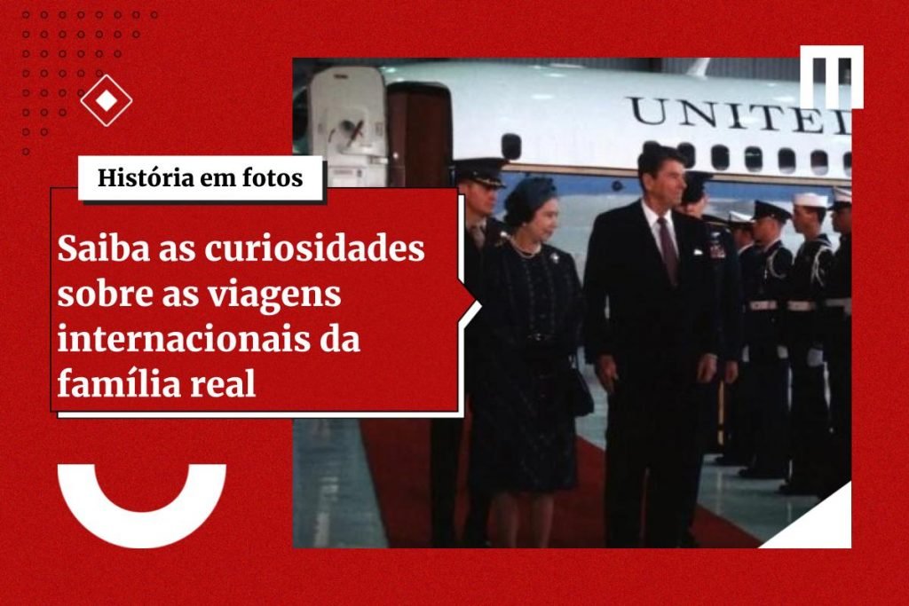 Fotografia colorida. Família real aparece no centro da imagem se preparando para viagem