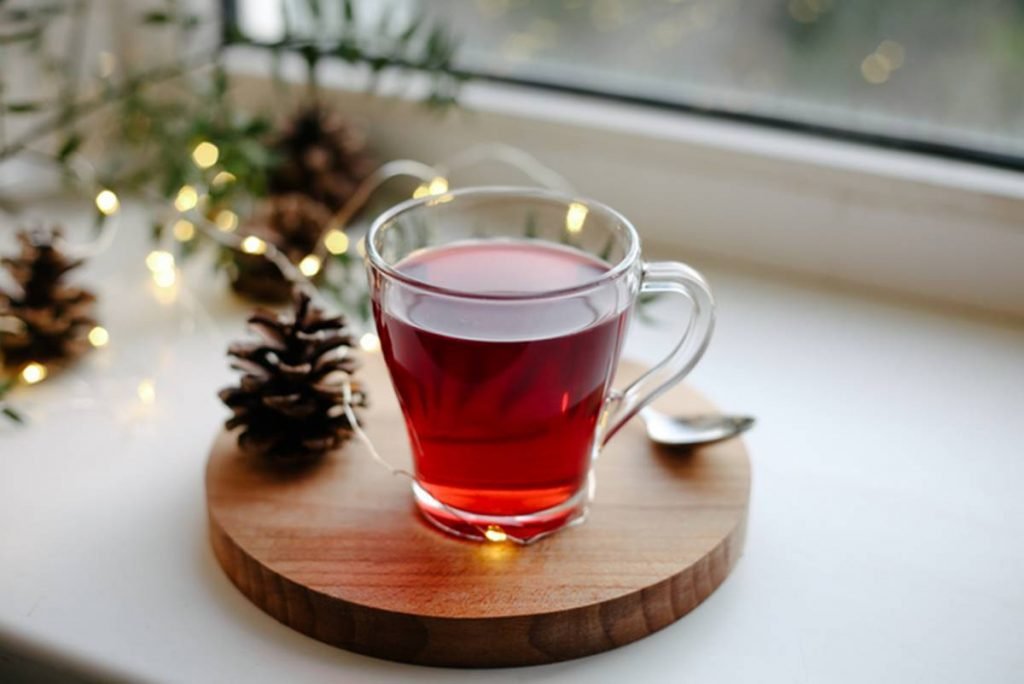 Chá em mesa de Natal
