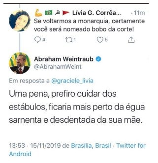 Weintraub é punido após chamar mãe de internauta de “égua sarnenta”