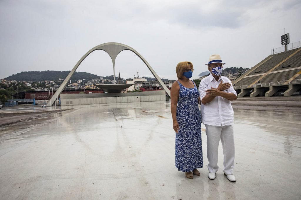 Sambista Monarco no Sambódromo da Marquês de Sapucaí no Rio de Janeiro