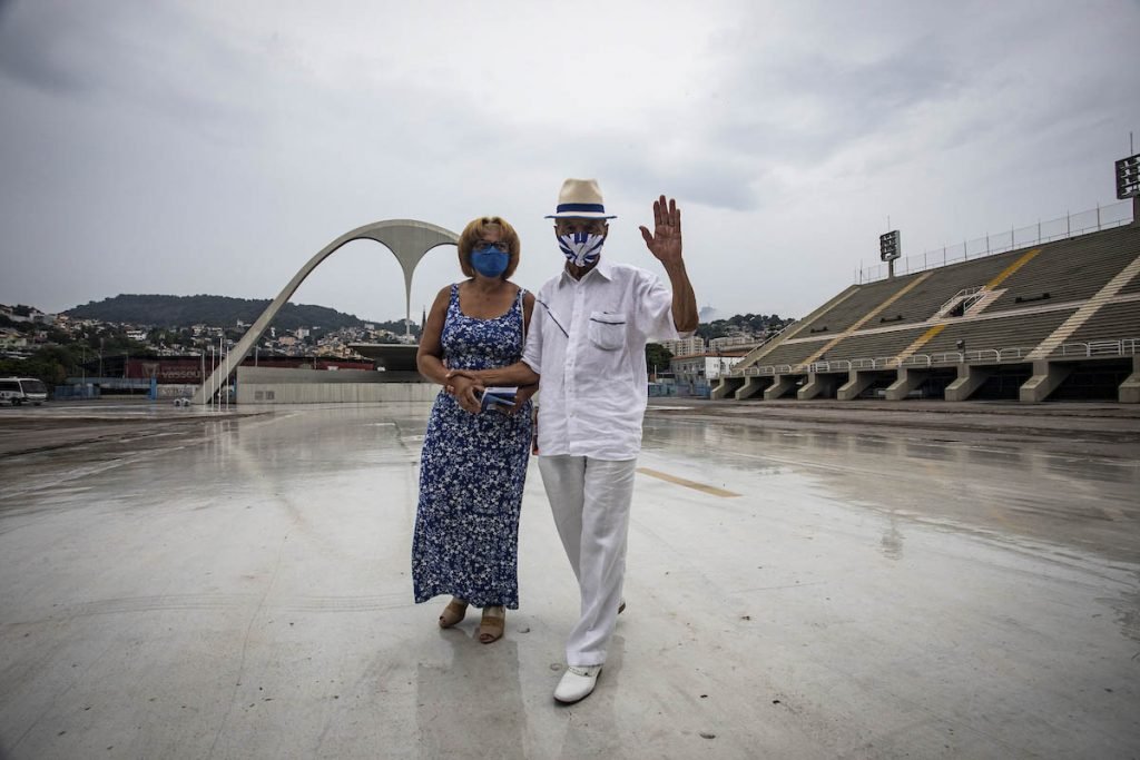 Sambista Monarco no Sambódromo da Marquês de Sapucaí no Rio de Janeiro