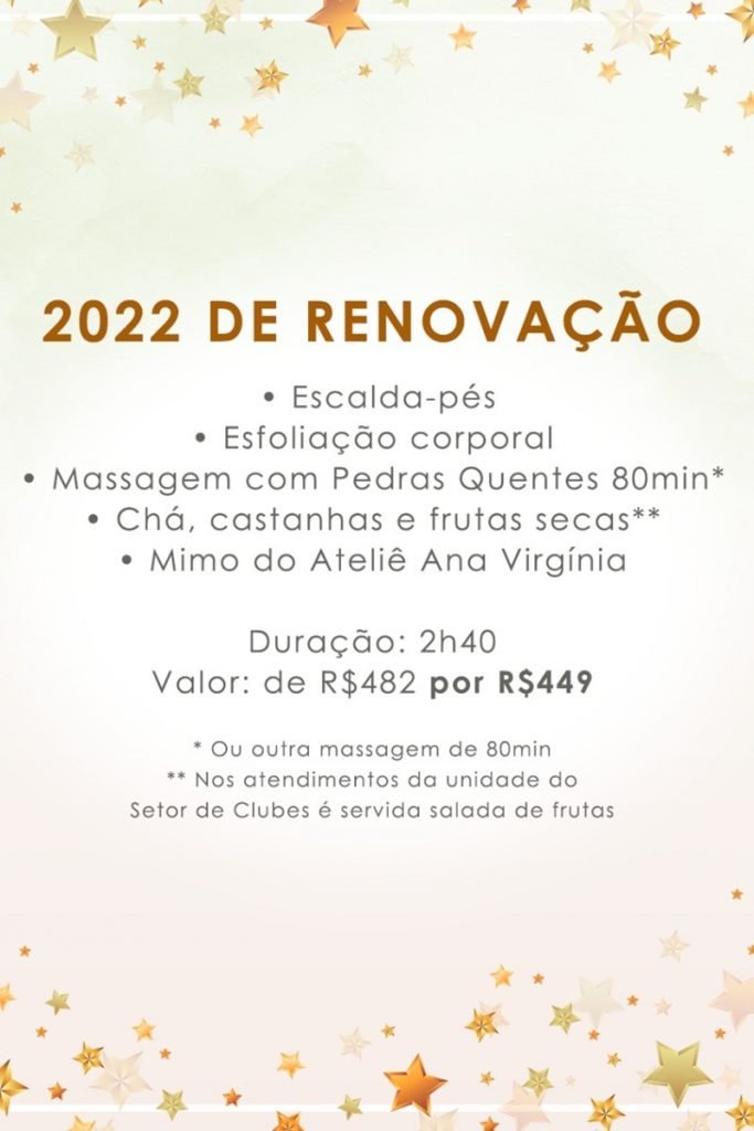 Imagem com texto sobre procedimentos de um spa