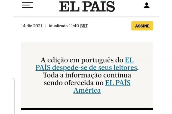 Anuncio de encerramento das atividades do El País