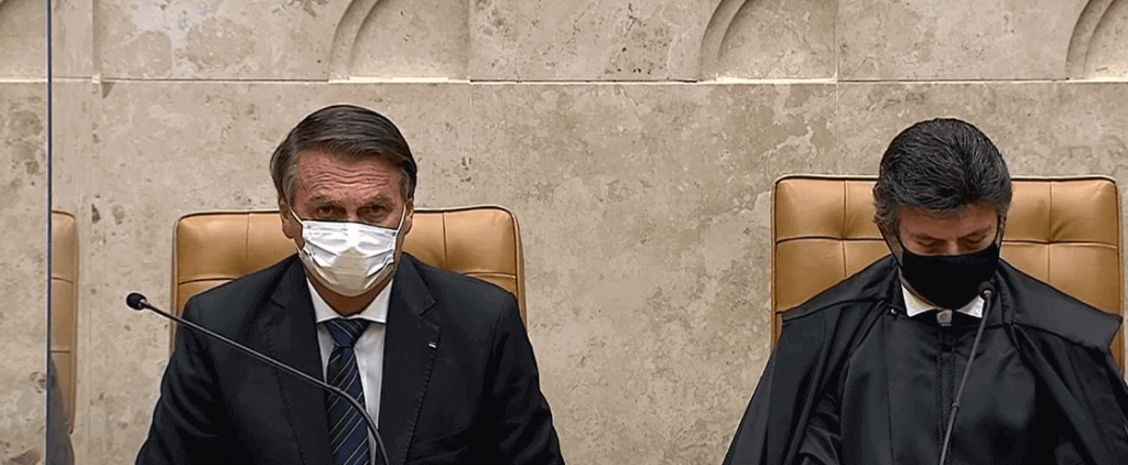 Jair Bolsonaro e Luiz Fux na posse de André Mendonça no STF