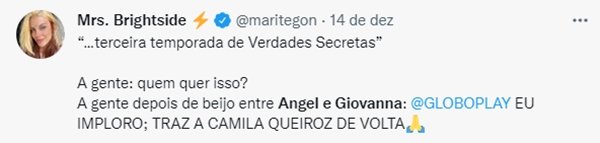 Reação do twitter à cena de Camila Queiroz e Agatha Moreira em Verdades Secretas 2