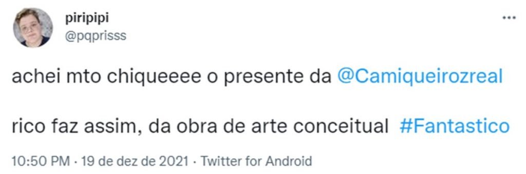 Print de um tuíte
