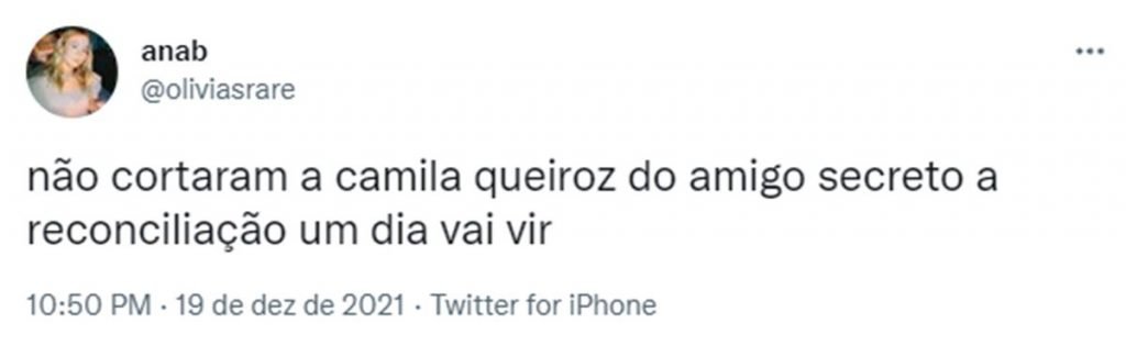 Print de um tuíte