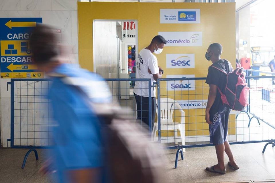 Posto de testagem da Covid na Rodoviária do Plano Piloto