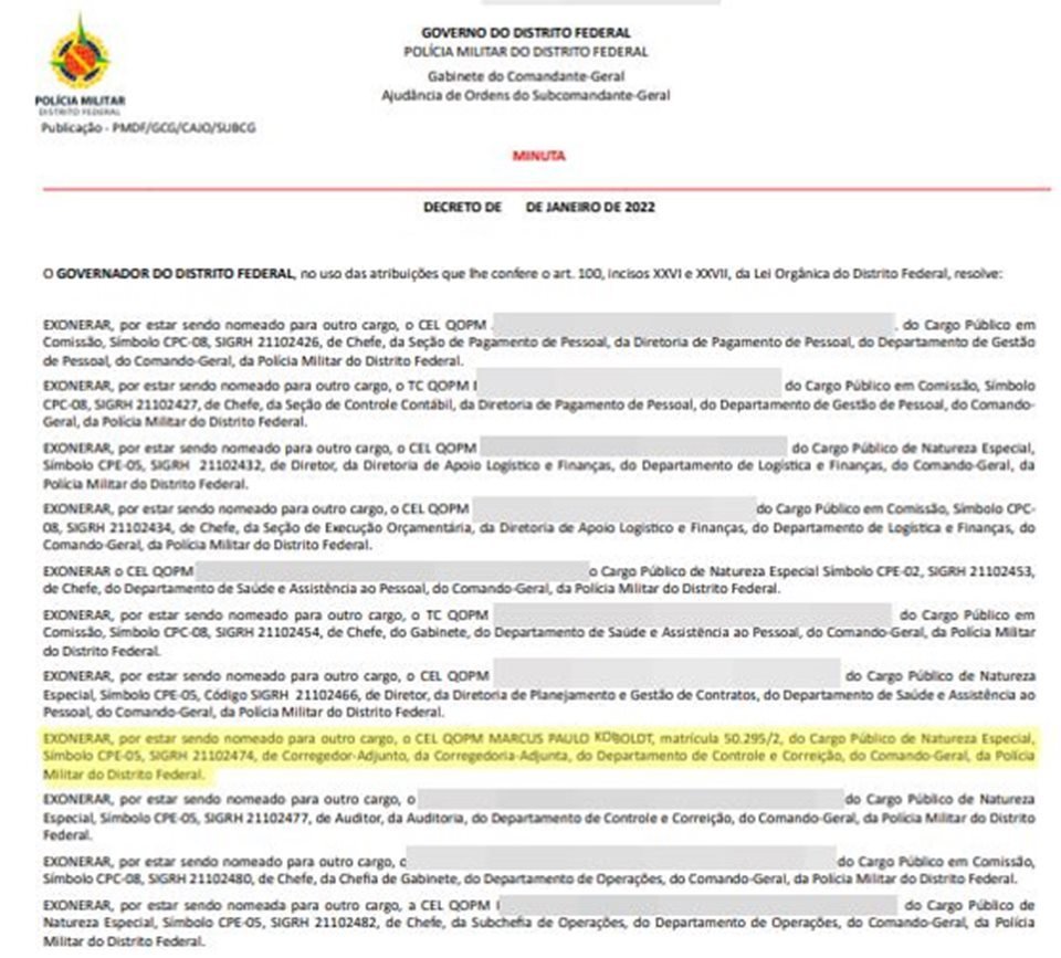 minuta de exoneração