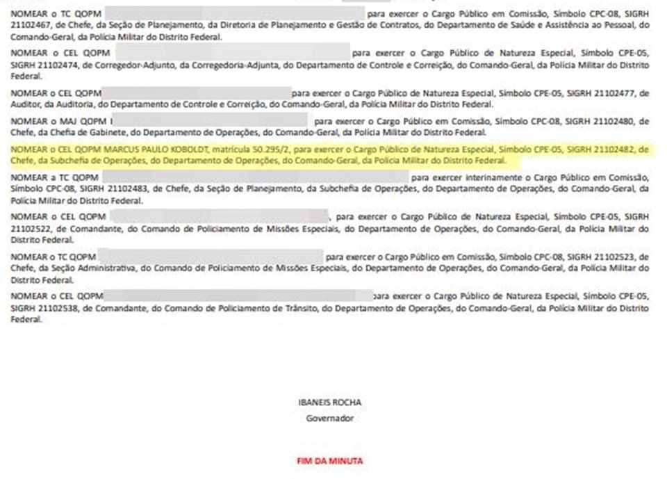 minuta de exoneração
