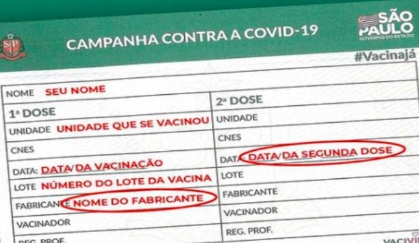Comprovante de vacinação em São Paulo