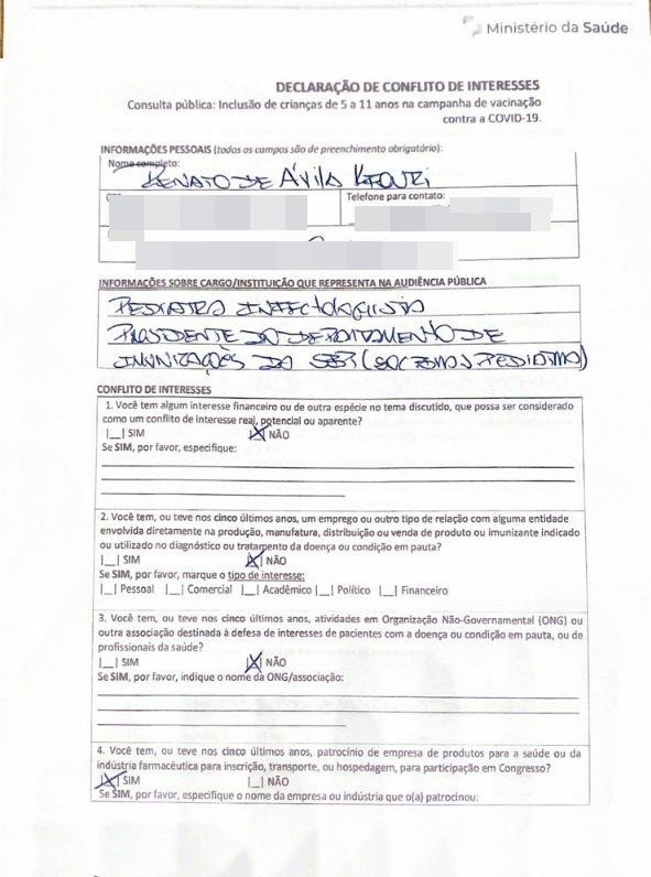declaração de conflito de interesse Renato Kfouri