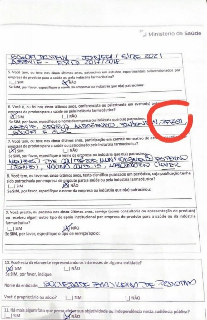 declaração de conflito de interesse Renato Kfouri