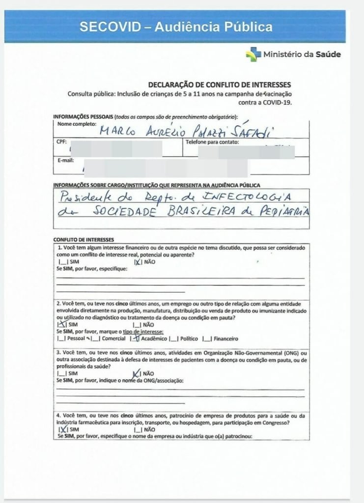 declaração de conflito de interesse Marco Safadi