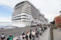 Navio Navio da MSC Cruzeiros Preziosa que está parado no porto do Rio de Janeiro em quarentena por surto de COVID 13