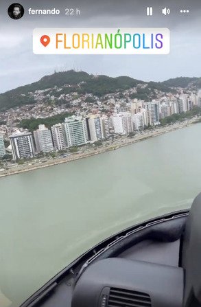 Fernando compartilhou vídeo sobrevoando Florianópolis de helicóptero