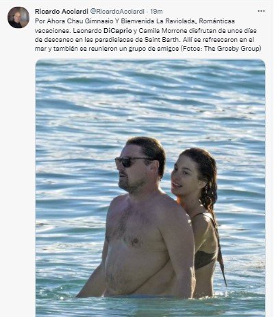 DiCarprio e Camila Morrone no caribe no bar abraçados